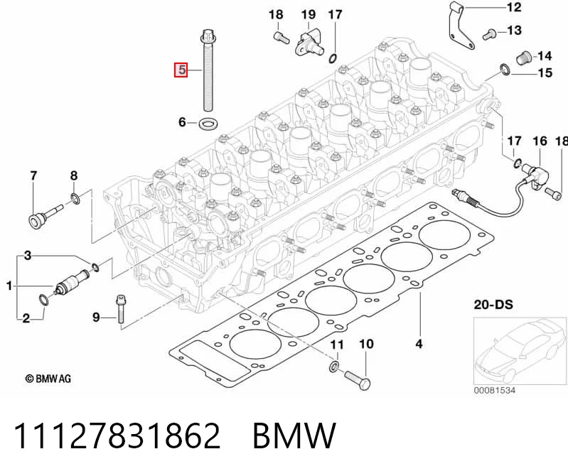 11127831862 BMW Parafuso de cabeça de motor (CBC)