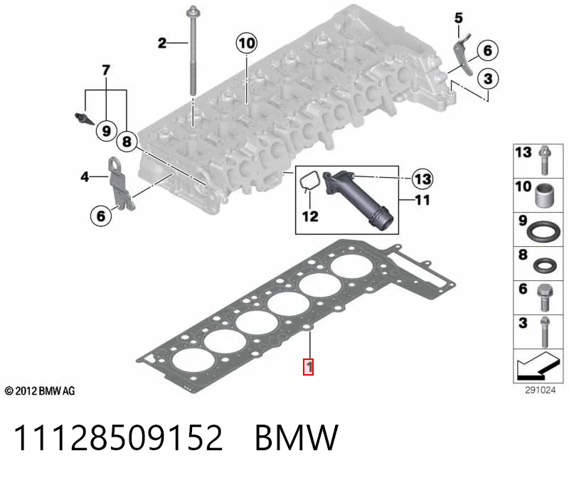 11128509152 BMW Vedante de cabeça de motor (CBC)