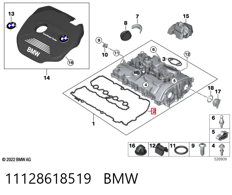 11128618519 BMW Vedante de tampa de válvulas de motor