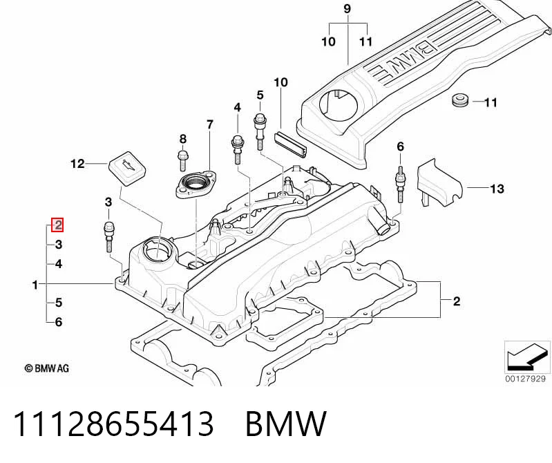 11128655413 BMW Vedante da tampa de válvulas de motor, kit