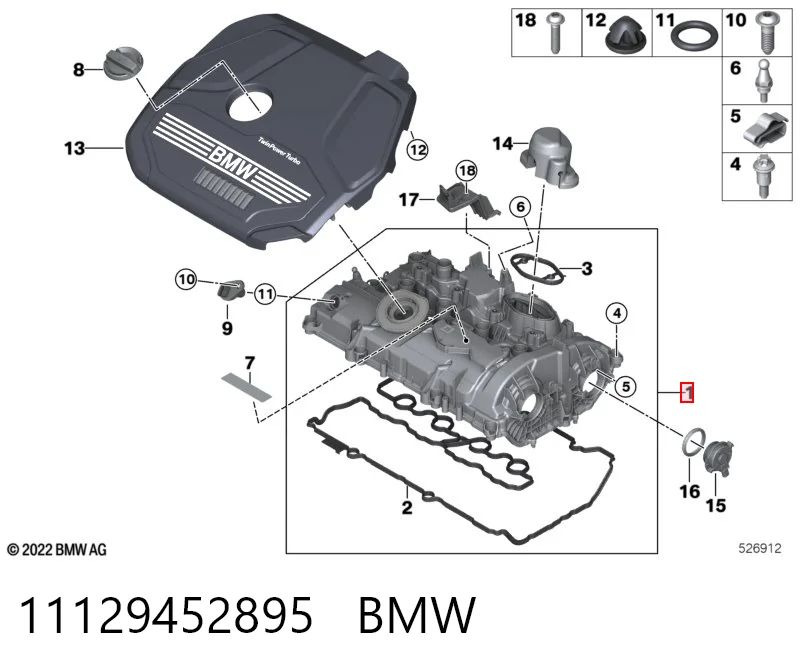 11129452895 BMW Tampa de válvulas