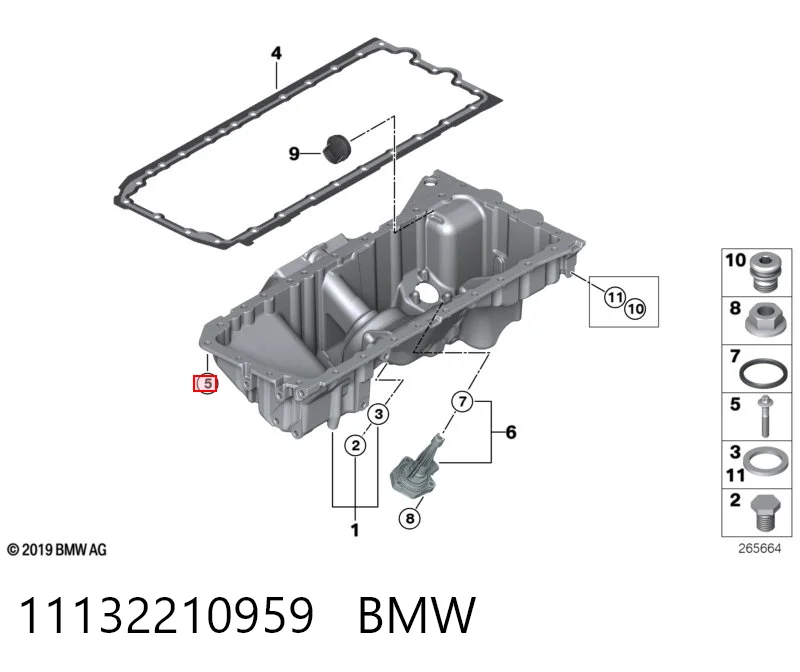 11132210959 BMW Parafuso de panela de motor