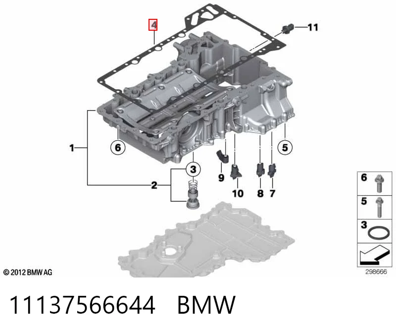 11137566644 BMW Vedante superior de panela de cárter do motor