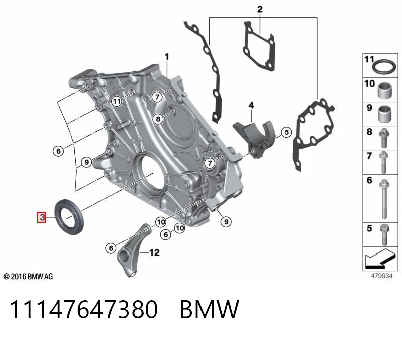 11147647380 BMW Vedação dianteira de cambota de motor