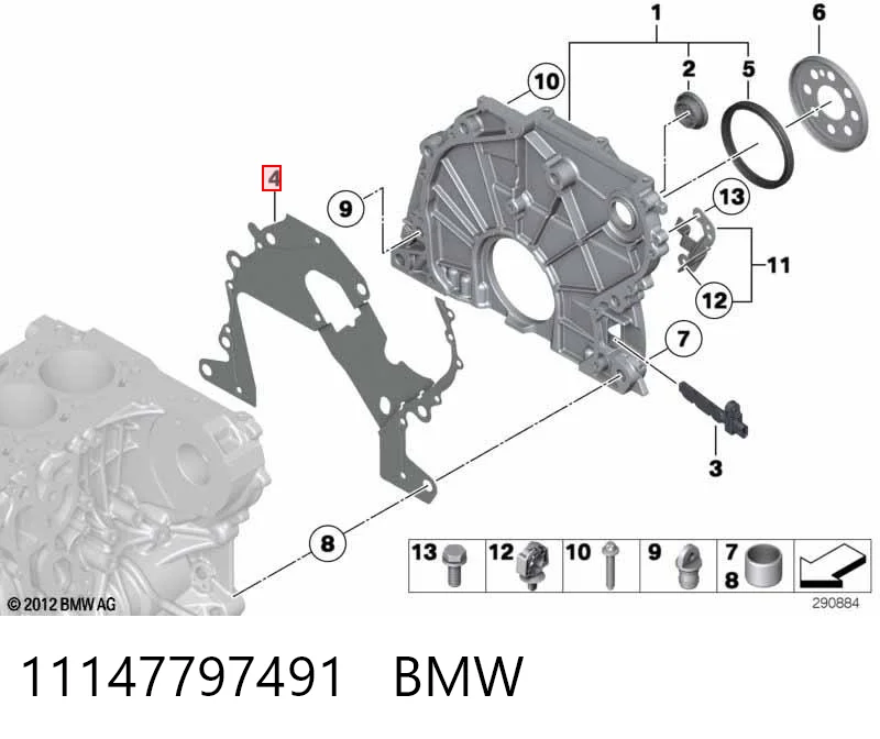 11147797491 BMW Vedante de tampa dianteira de motor