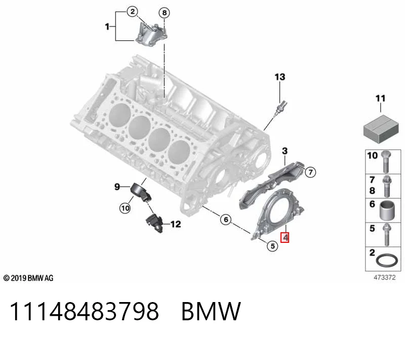 11148483798 BMW Vedação traseira de cambota de motor