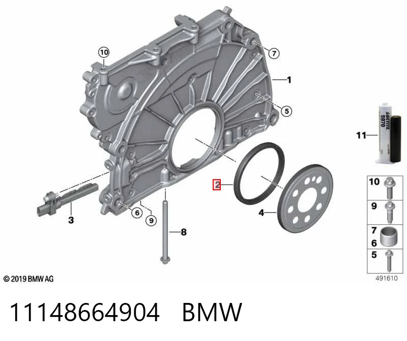 11148664904 BMW Vedação traseira de cambota de motor