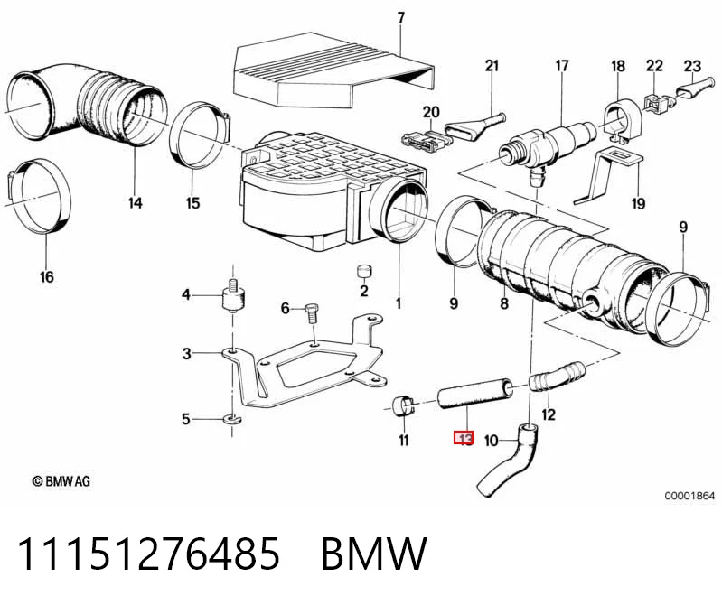 Cano derivado de ventilação de cárter (de separador de óleo) para BMW 7 E32