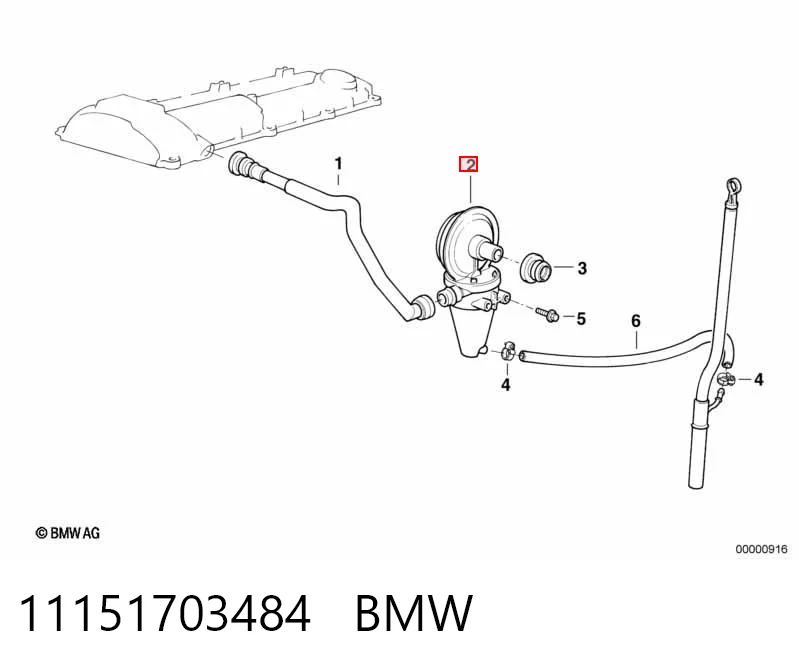 11151703484 BMW Válvula PCV de ventilação dos gases de cárter