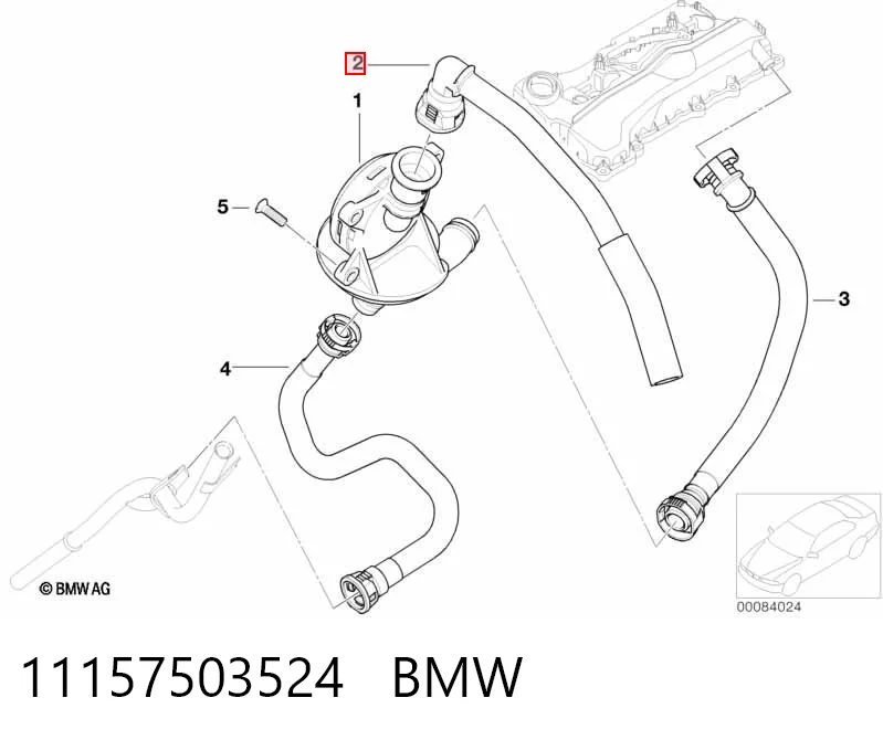 11157503524 BMW Cano derivado de ventilação de cárter (de separador de óleo)