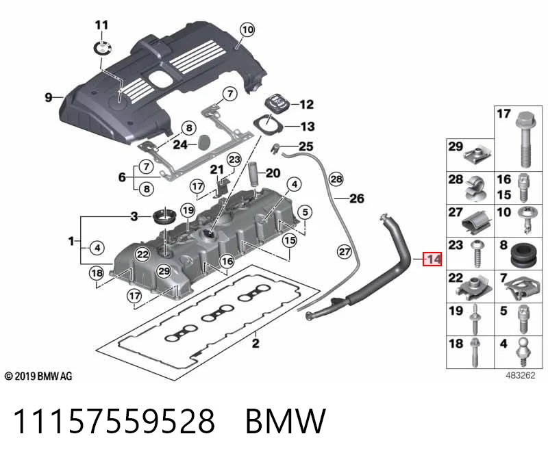 11157559528 BMW Cano derivado de ventilação de cárter (de separador de óleo)