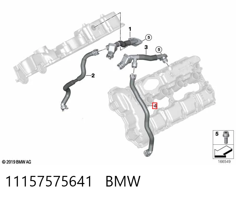 11157575641 BMW Cano derivado de ventilação de cárter (de separador de óleo)