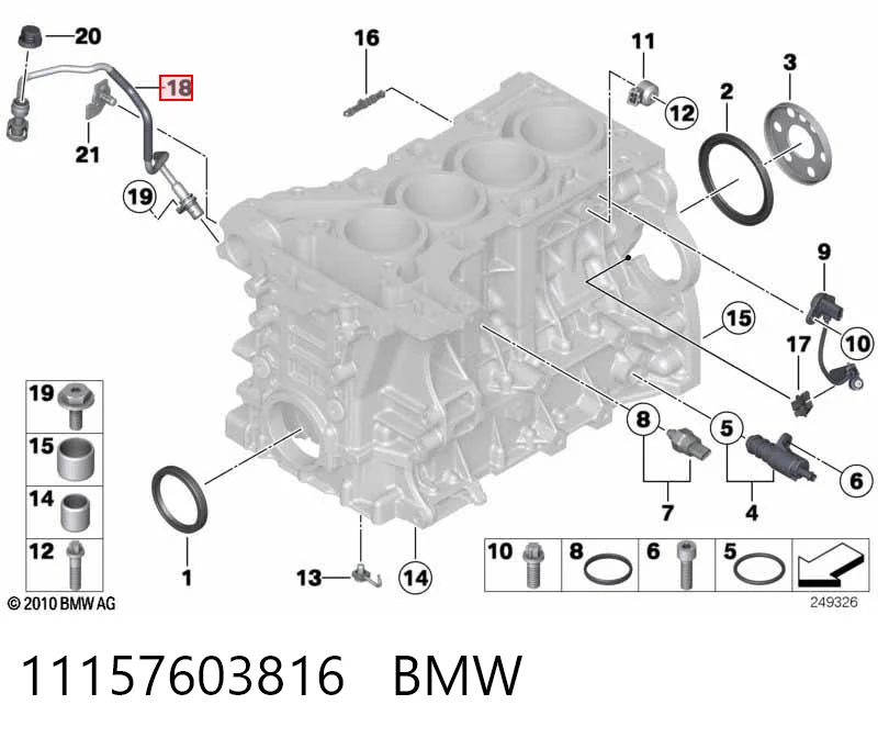 11157603816 BMW Cano derivado de ventilação de cárter (de separador de óleo)