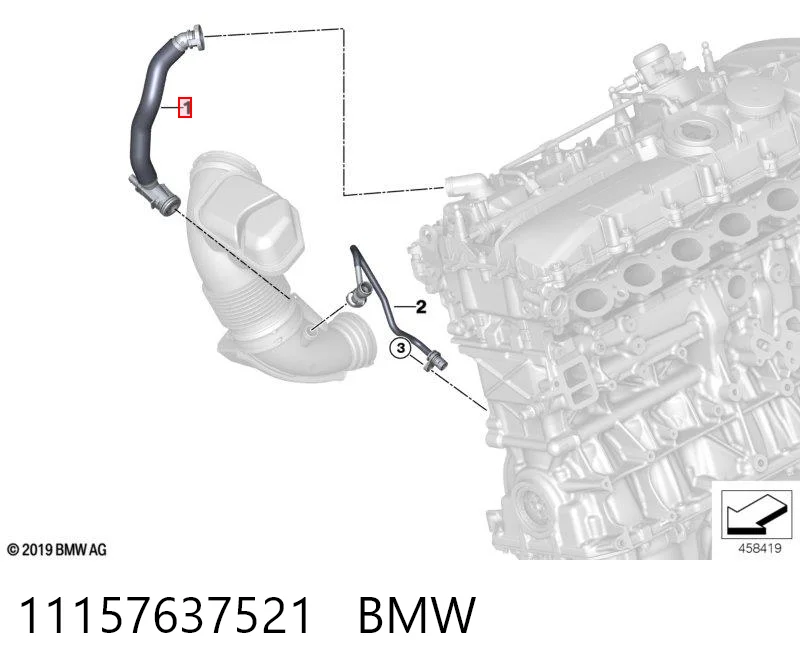11157637521 BMW Cano derivado de ventilação de cárter (de separador de óleo)