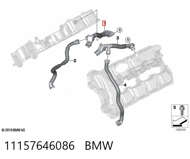 11157646086 BMW Cano derivado de ventilação de cárter (de separador de óleo)