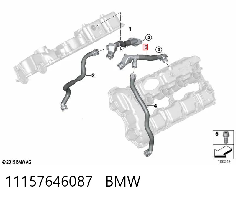 11157646087 BMW Cano derivado de ventilação de cárter (de separador de óleo)