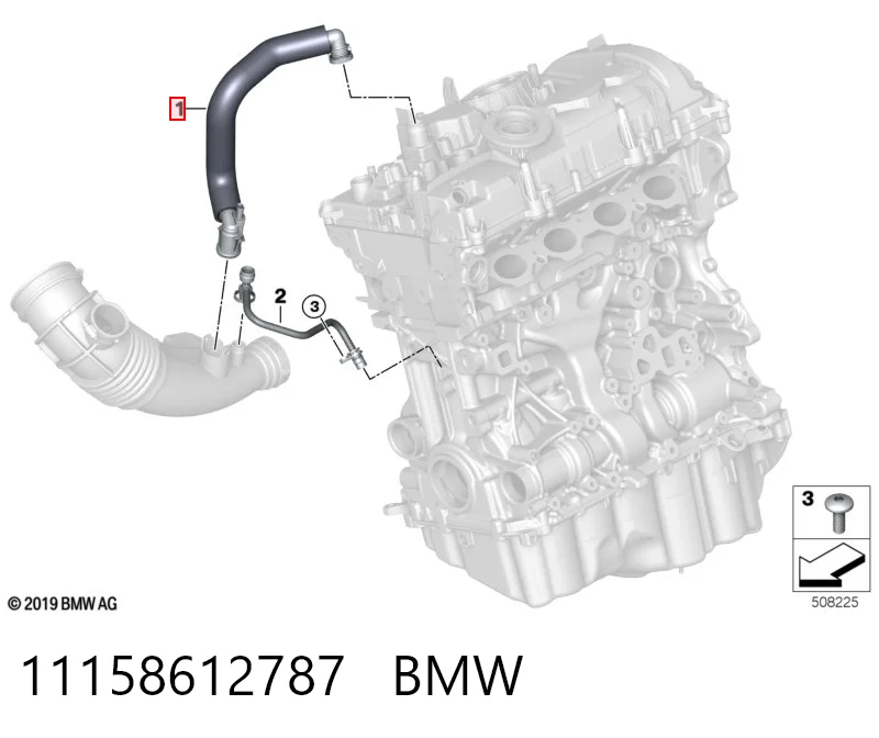 11158612787 BMW Cano derivado de ventilação de cárter (de separador de óleo)