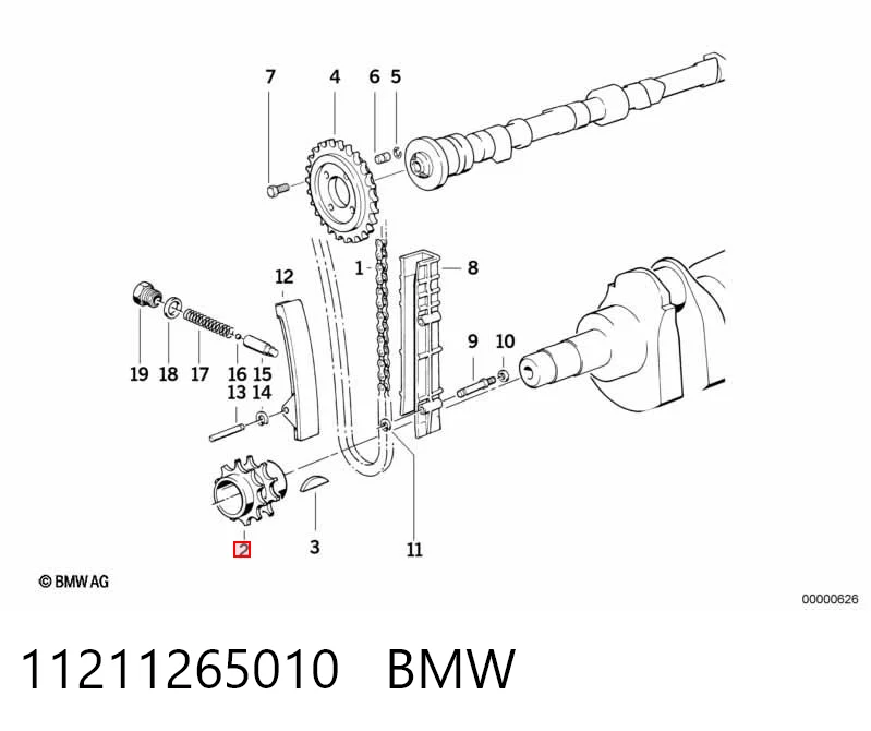 Engrenagem de cadeia da roda dentada de acionamento de cambota de motor BMW 3  E30 ao melhor preço