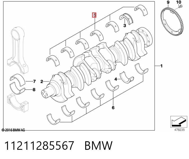 Folhas inseridas principais de cambota, kit, padrão (STD) BMW 1706847