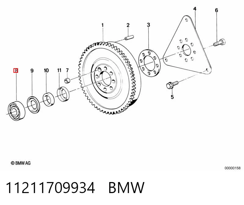 11211709934 BMW Rolamento de suporte da árvore primária da Caixa de Mudança (rolamento de centragem de volante)