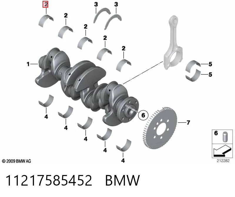 11217585452 BMW Folhas inseridas principais de cambota, kit, 1ª reparação ( + 0,25)
