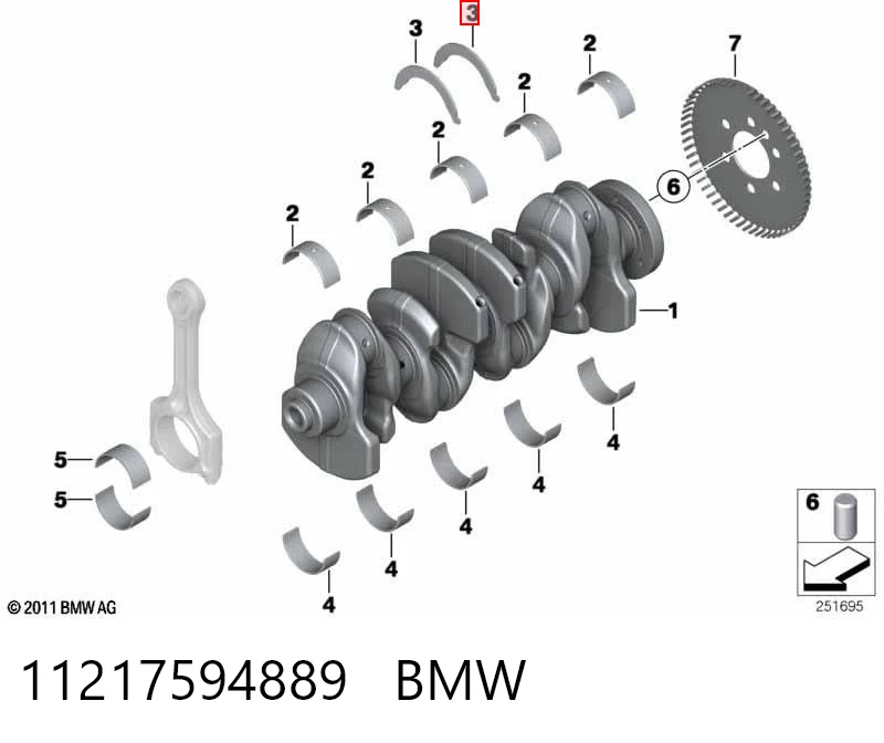 Semianel superior de suporte (de carreira) de cambota BT3018STD FAI