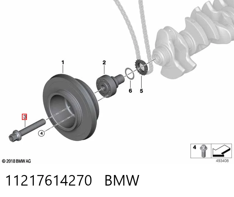 11217614270 BMW Parafuso da polia de cambota
