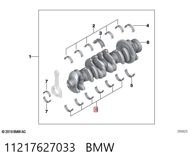 11217627033 BMW Folhas inseridas principais de cambota, kit, padrão (STD)