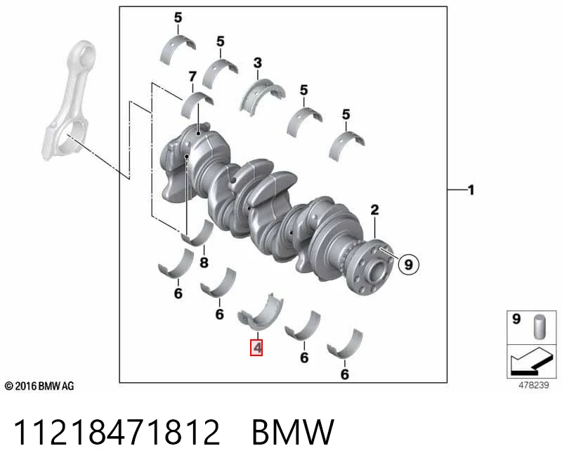 11218471812 BMW Folhas inseridas principais de cambota, kit, padrão (STD)