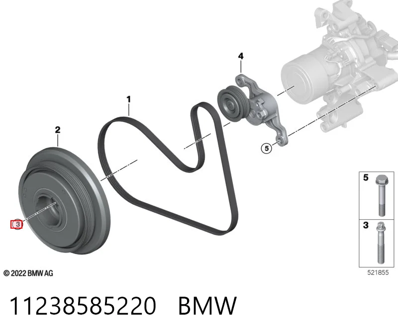 11238585220 BMW Parafuso da polia de cambota