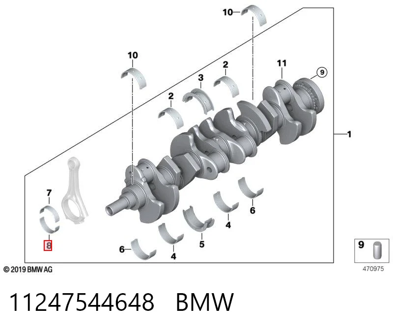 11247544648 BMW Folhas inseridas de cambota de biela, kit, padrão (STD)