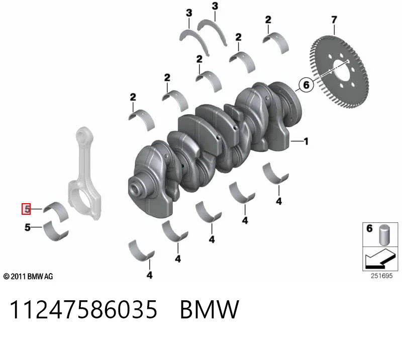 11247586035 BMW Folhas inseridas de cambota de biela, kit, padrão (STD)