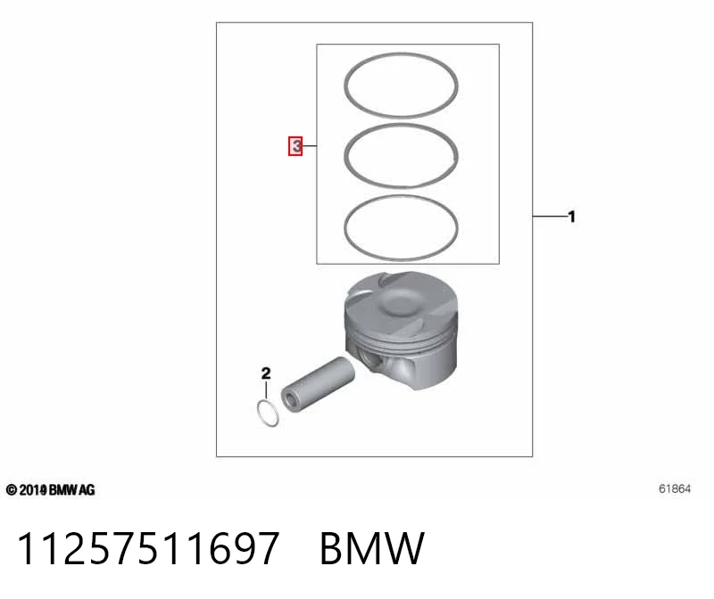 11257511697 BMW Anéis do pistão para 1 cilindro, STD.