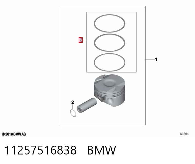 11257516838 BMW Anéis do pistão para 1 cilindro, STD.