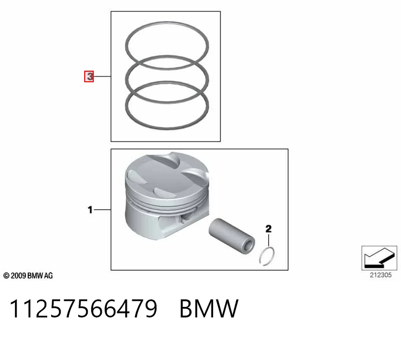 11257566479 BMW Anéis do pistão para 1 cilindro, STD.