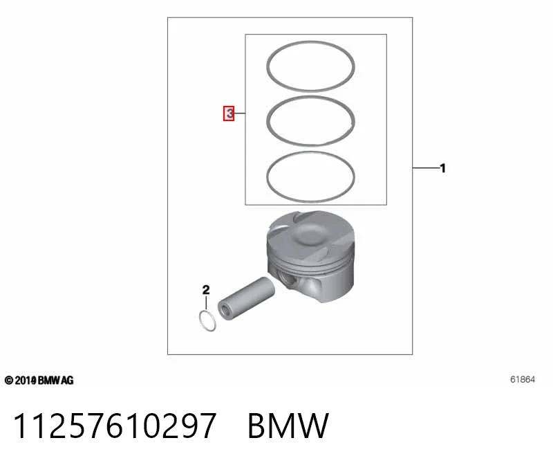11257610297 BMW Anéis do pistão do compressor para 1 cilindro, STD