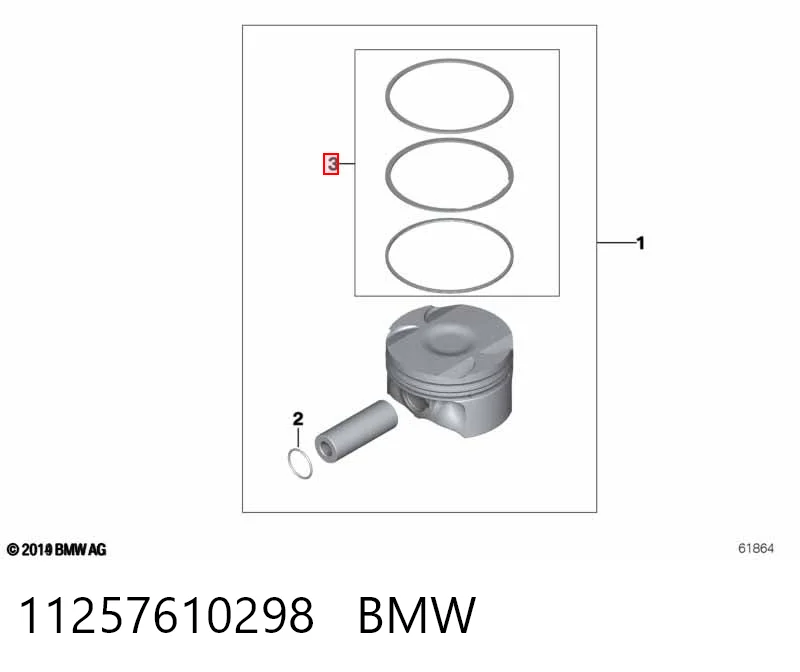 11257610298 BMW Anéis do pistão do compressor para 1 cilindro, STD