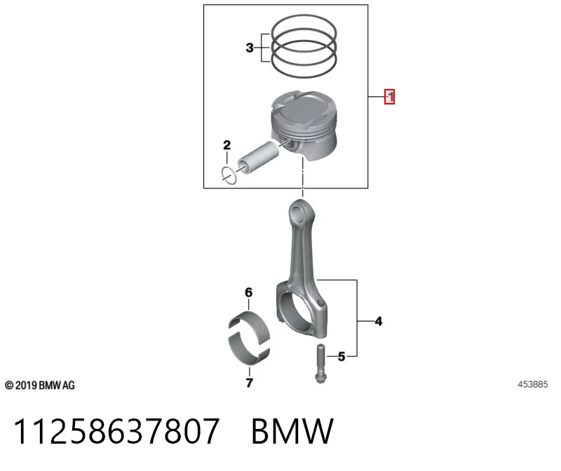 11258637807 BMW Pistão do kit para 1 cilindro, STD