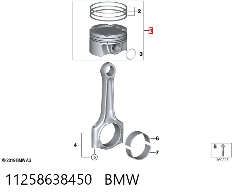 11258638450 BMW Pistão com passador sem anéis, STD