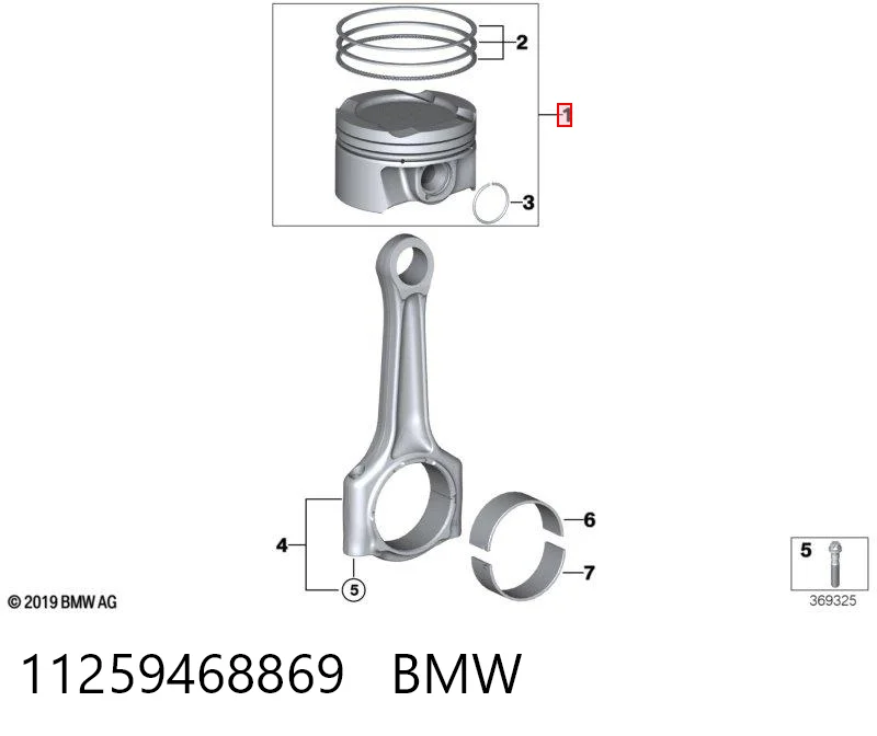 11259468869 BMW Pistão com passador sem anéis, STD