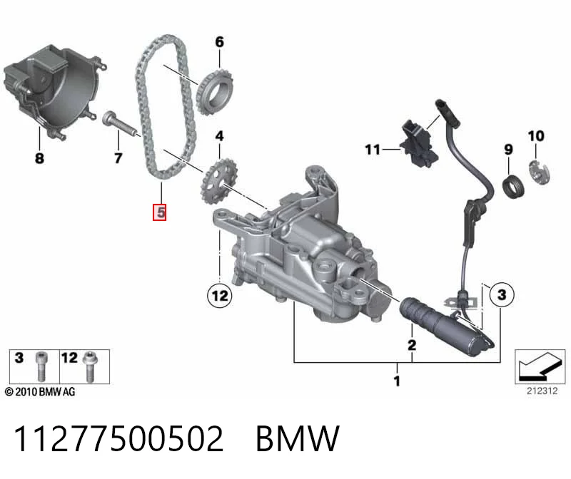 11277500502 BMW Cadeia de bomba de óleo