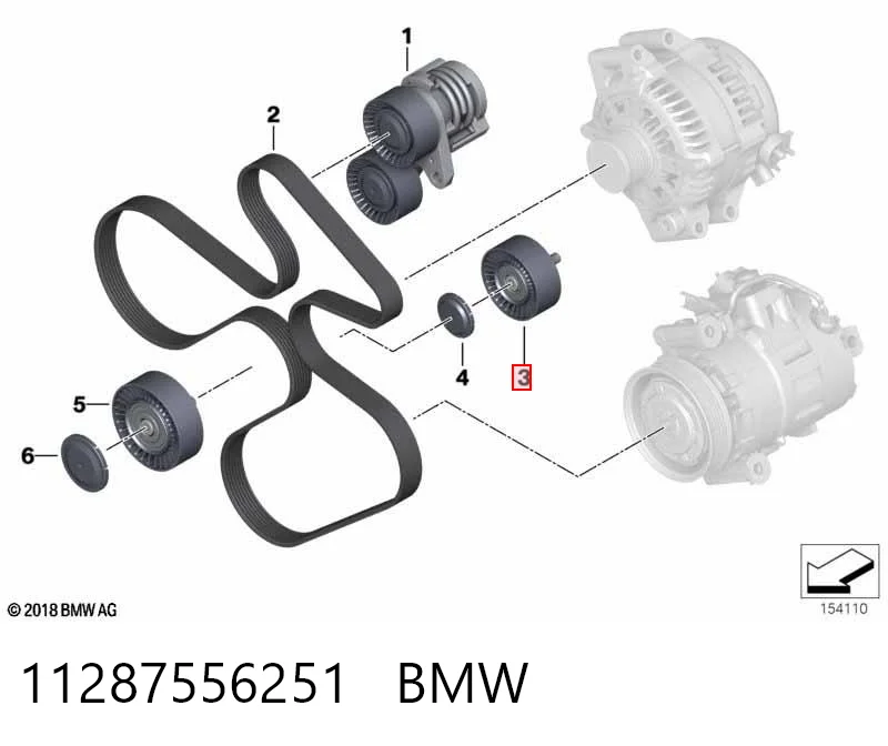 11287556251 BMW Rolo parasita da correia de transmissão