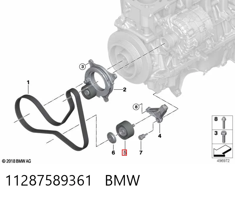11287589361 BMW Rolo parasita da correia de transmissão