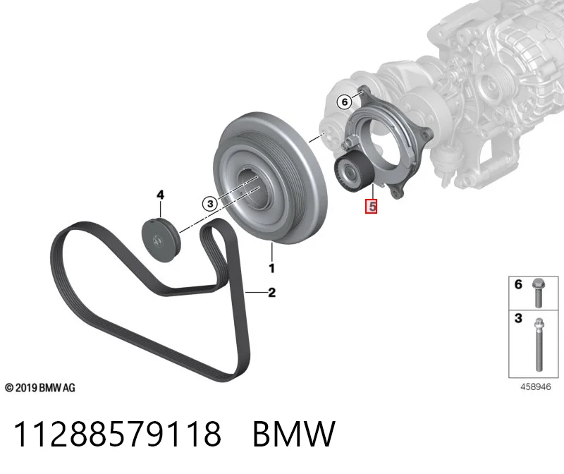 Reguladora de tensão da correia de transmissão para BMW 3 G20, G80, G28
