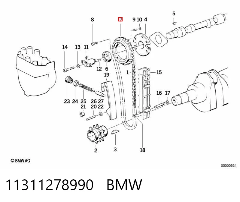 Engrenagem de cadeia da roda dentada da árvore distribuidora de motor para BMW 5 E28