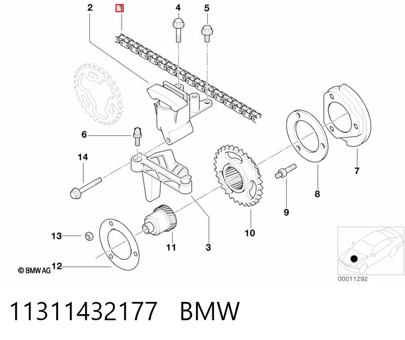 11311432177 BMW Cadeia superior do mecanismo de distribuição de gás
