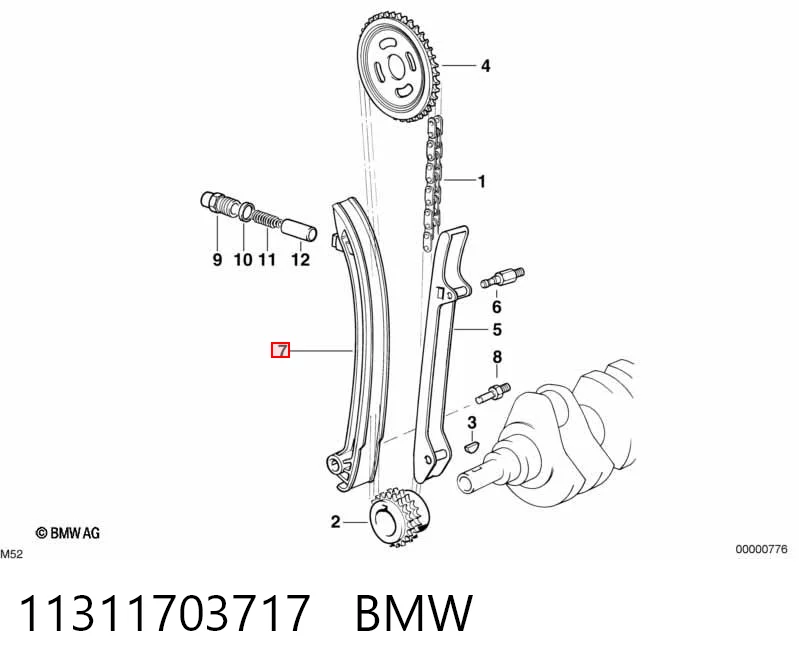 11311703717 BMW Sapato de reguladora de tensão da cadeia do mecanismo de distribuição de gás