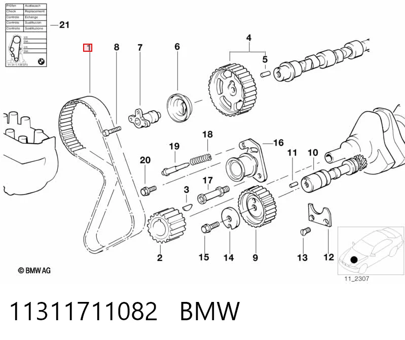 Correia do mecanismo de distribuição de gás para BMW 5 E28