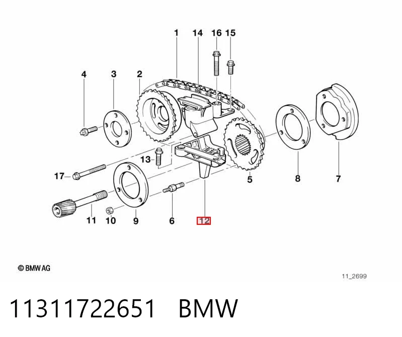 11311722651 BMW Amortecedor de cadeia do mecanismo de distribuição de gás, superior CBC