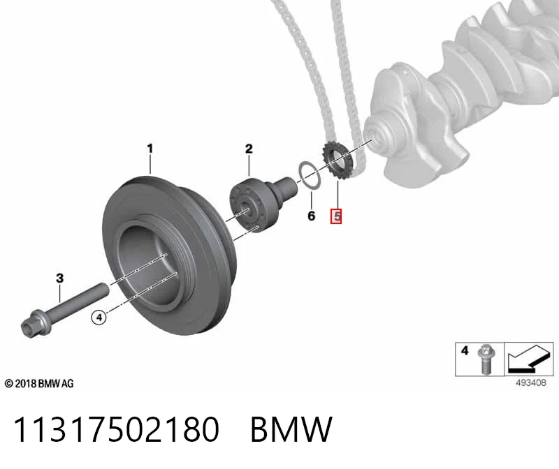 11317502180 BMW Engrenagem de cadeia da roda dentada de acionamento de cambota de motor
